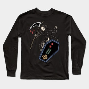 Gamer and Skate, Gamer and Surf, Gamer Skull, Gamer Skeleton Gaming Skull Long Sleeve T-Shirt